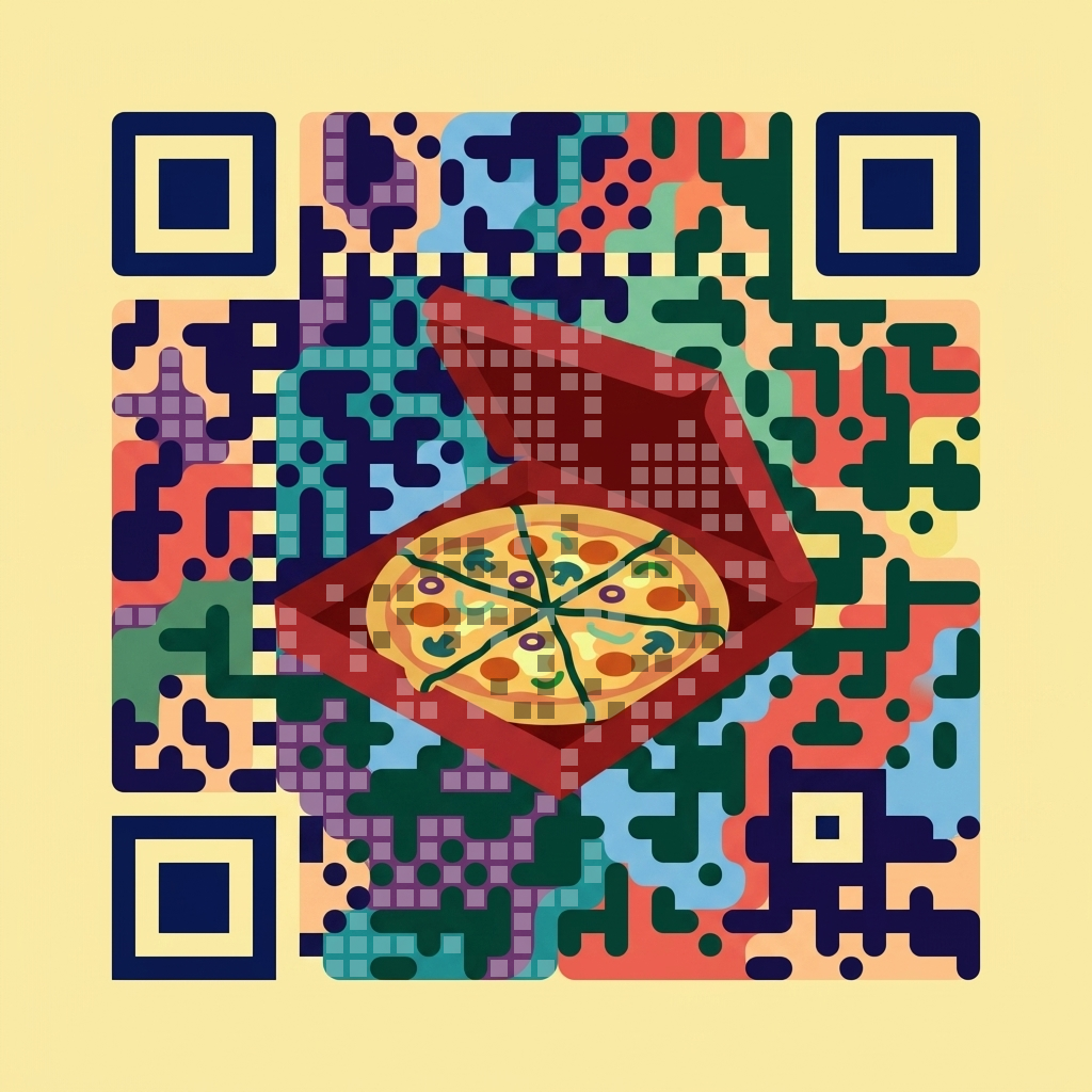 Takeout pizza box QR code artwork