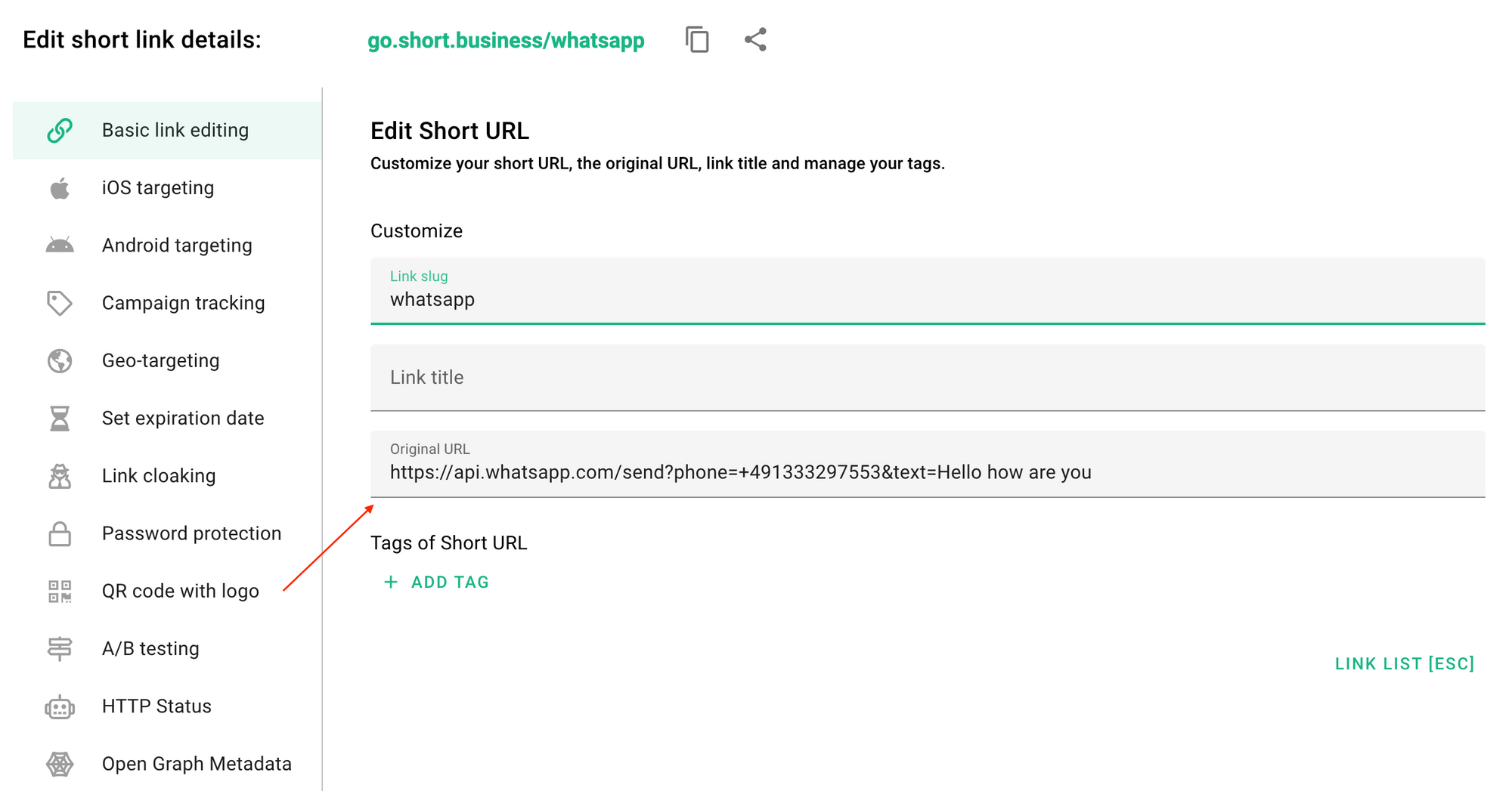 whatsapp-shortio