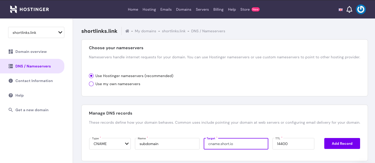 How to Create Short Links on a Hostinger Subdomain