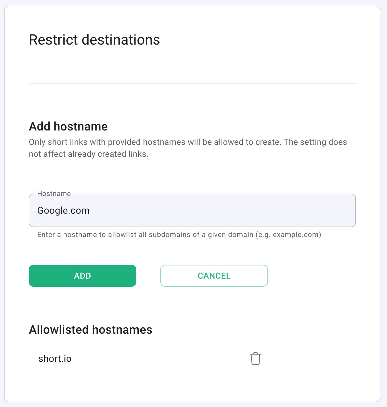 New! Restrict destinations